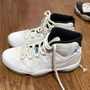 Jordan Kids White and Black High-Top Sneakers with Light Blue Jumpman